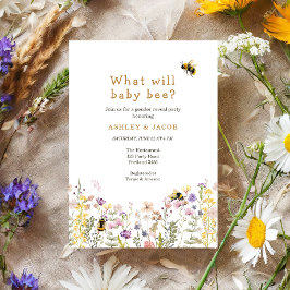 Convites O que o Baby Bee Wildflower Gender Reveal