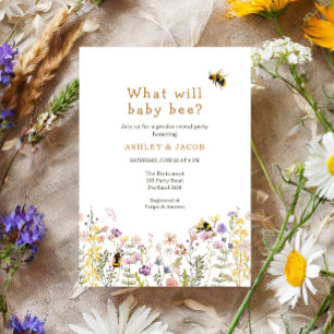 Convites O que o Baby Bee Wildflower Gender Reveal