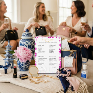 Convites O Que Tem na Sua Bolsa? Jogo Rosa do Chá de Noiva