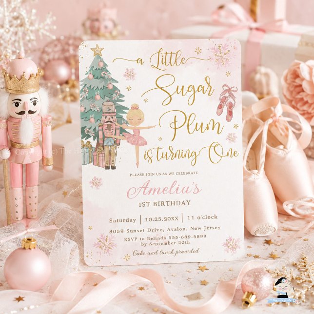 Convites O Quebra-Nozes Menina Aniversário de 1 Ano Winter  (Criador carregado)