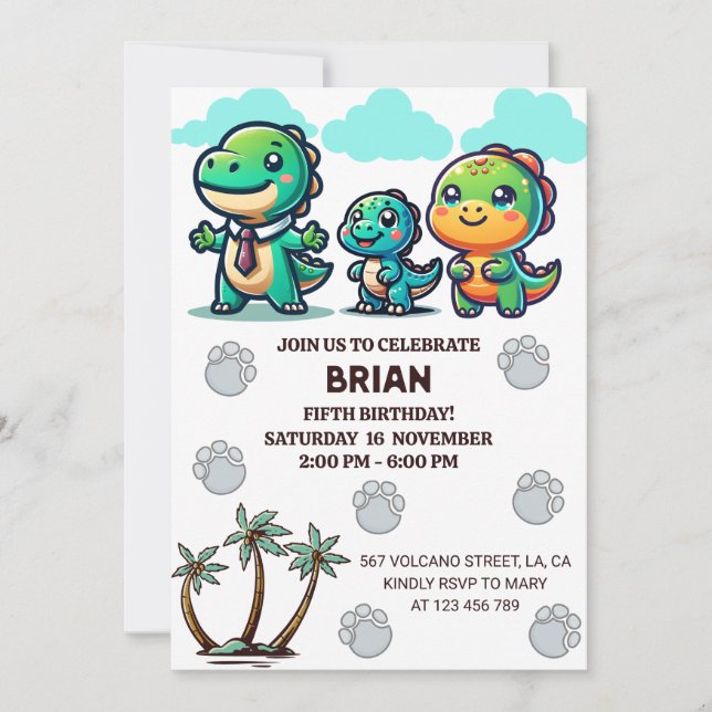 Convites O Quinto Aniversário de Brian (Frente)
