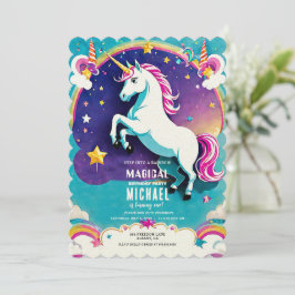 Convites O Rainbow Unicorn Aniversário Convidou - Mágico!