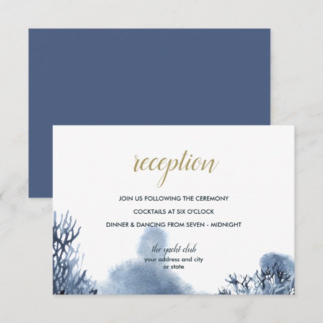 Convites O recife azul | Recepção de casamento náutica (Frente/Verso)
