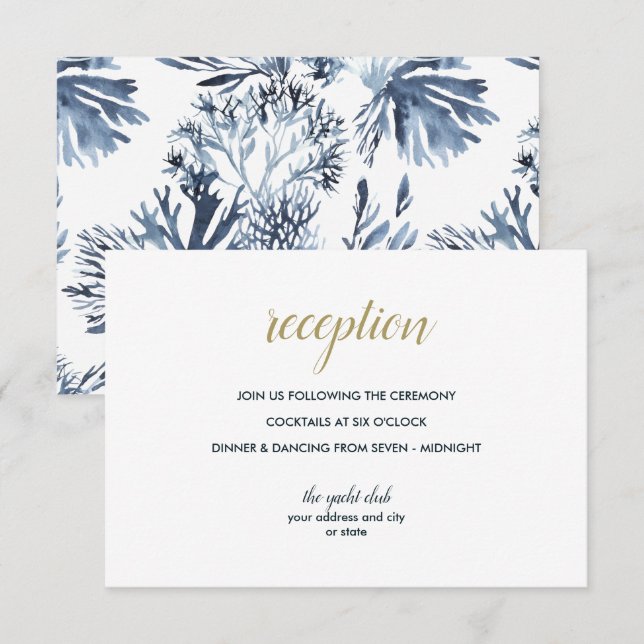 Convites O recife azul | Recepção de casamento náutica (Frente/Verso)