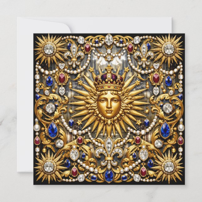 Convites O Rei Sol Versalhes francês ornamentado (Frente)