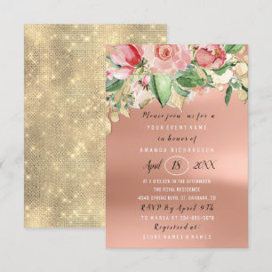 Convites O rosa do ouro verde da refeição matinal da flor