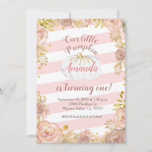 Convites O rosa rústico nossa abóbora está girando um