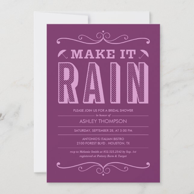 Convites O roxo faz-lhe chás de panela da chuva (Frente)