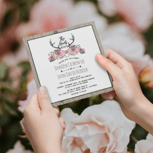 Convites O Rustic Floral Barnwood Hunt Acabou o Casamento