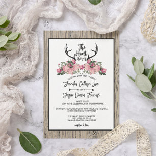 Convites O Rustic Floral Barnwood Hunt Acabou o Casamento