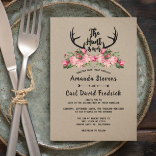 Convites O Rustic Floral Kraft Hunt Acabou o Casamento