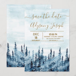 Convites O Save The Date de Aquarela da Floresta Azul
