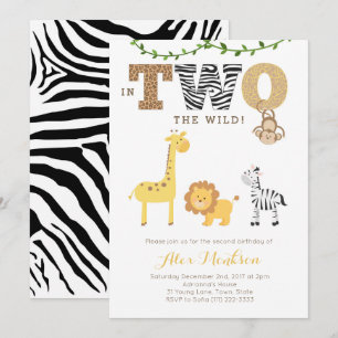 Convites O segundo aniversário da selva convida, zebra do