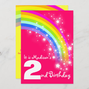 Convites O segundo aniversário roxo do arco-íris dos miúdos