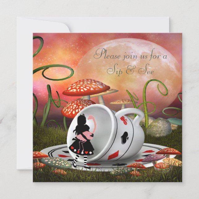 Convites O sorvo de Alice & de flamingo & vê o chá de (Frente)