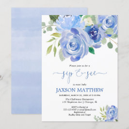 Convites O sorvo do bebé e vê aguarelas florais azuis