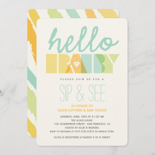 Convites O sorvo moderno do verde olá! & vê o chá de