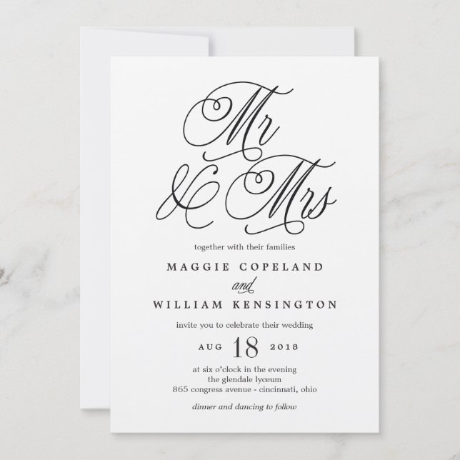 Convites O Sr. e a Sra. Elegant Wedding Invitation Kraft (Frente)