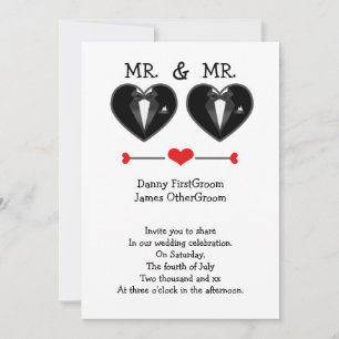 Convites O Sr. e o Sr. Love Heart Tuxedo Gay Wedding