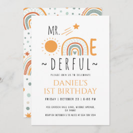 Convites O Sr. Onemagia Boho Rainbow Primeiro Aniversário