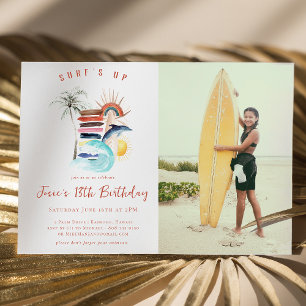 Convites O Surf Está Alto Aniversário de Verão Retro Surf
