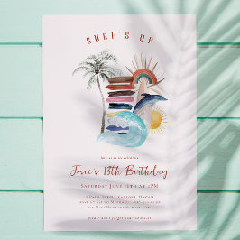 Convites O Surf Está Alto | Aniversário de Verão Retro Surf