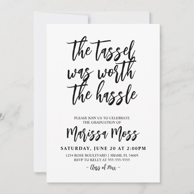 Convites O Tassel valeu a pena ser Graduado por Hassle (Frente)