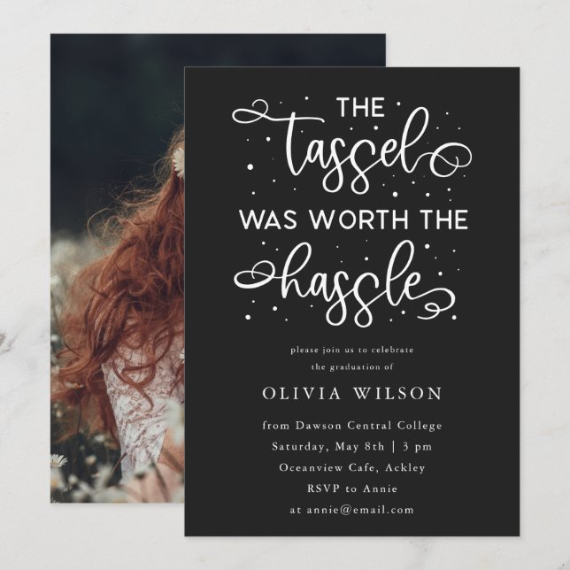 Convites O Tassel Valia A Pena Do Partido Do Formando Hassl (Frente/Verso)