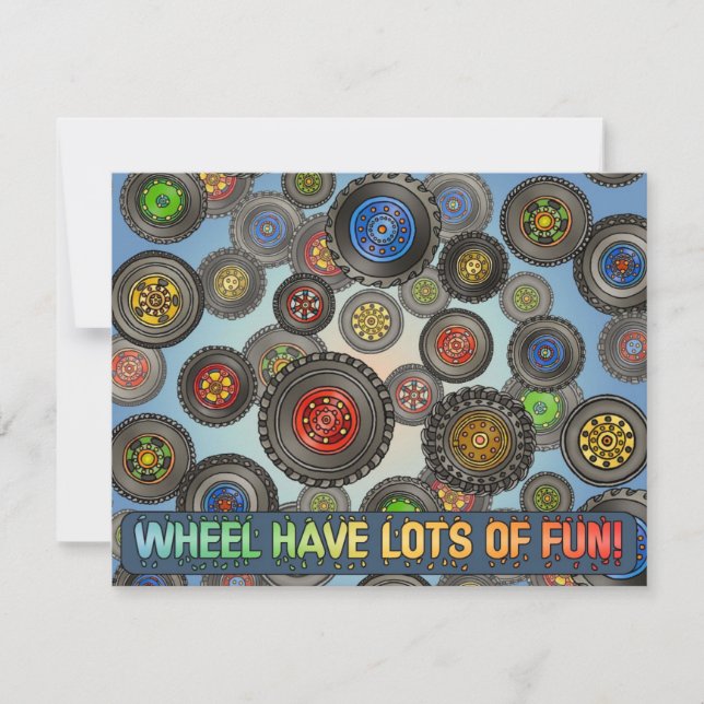 Convites O tema do caminhão do carro dos pneus das rodas (Frente)