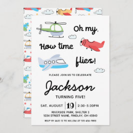 Convites O tempo voa Avião Helicóptero Aniversário Qualquer