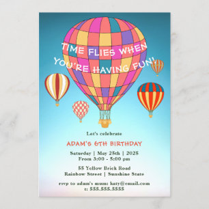 Convites O Tempo Voa os Balões Hotair   Aniversário