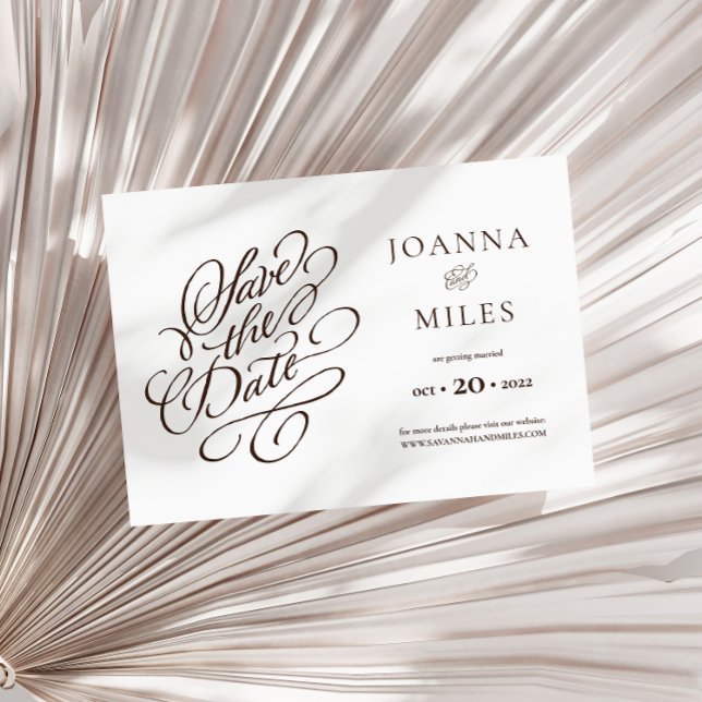Convites O Tom Neutro Elegante da Caligrafia Salva a Data (Criador carregado)
