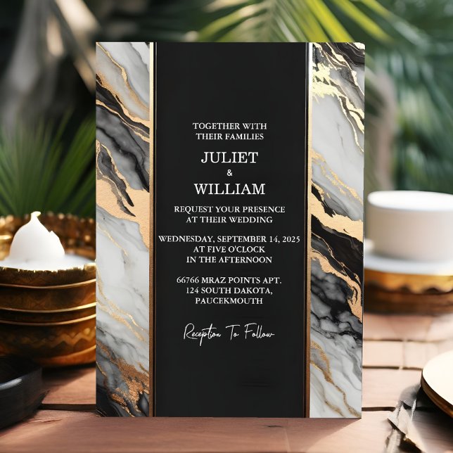 Convites O Trabalho Natural É Casamento De Mármore De Pedra (Criador carregado)
