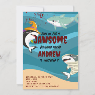 Convites O Tubarão-Cute Pensava Que O Fato De Halloween Do