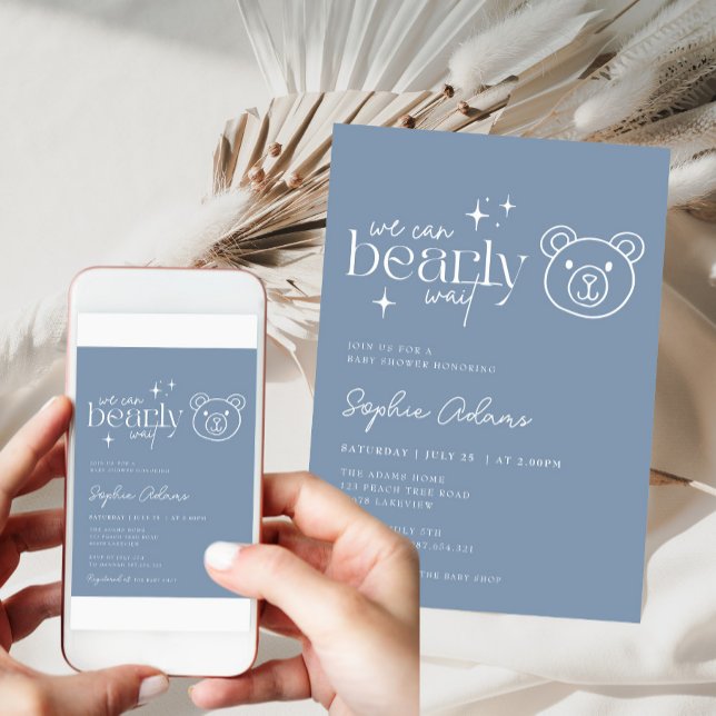 Convites O Urso Azul Dusty Pode Banhar Chá de fraldas De Es (Criador carregado)