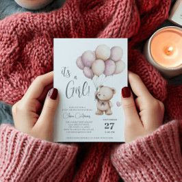 Convites O Urso de Teddy é um Balão de Beige Roxo