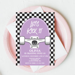 Convites O Vamos do skate Kick-It Purpl Aniversário