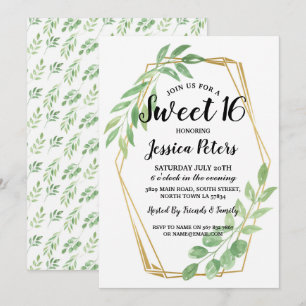 Convites O verão Dourado do quadro das folhas do partido do