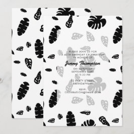 Convites O verão tropical preto e branco deixa o aniversári
