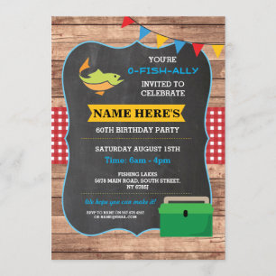 Convites O vermelho de madeira rústico dos peixes da festa