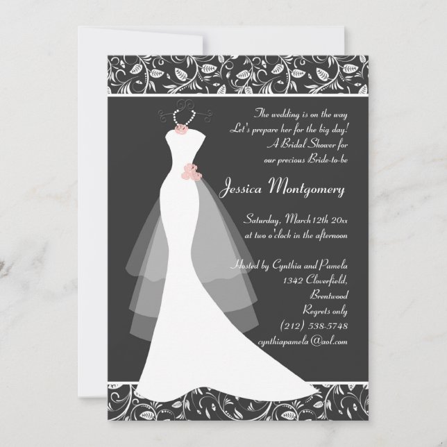 Convites O vestido de casamento branco no chá de panela (Frente)