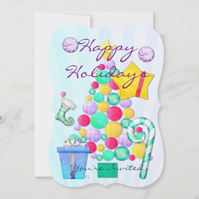 Convites O Whimsey Folk Art de Natal (Frente)