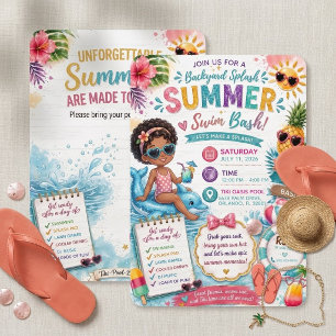 Convites Oásis Tiki Tropical Retrô de Verão Natação Anivers