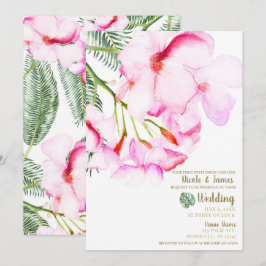 Convites Oásis Tropical Rosa Verde Casamento Floral Havaian