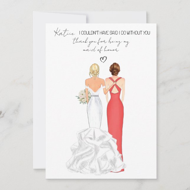 Convites Obrigada pessoal por ser minha Dama de honra (Frente)