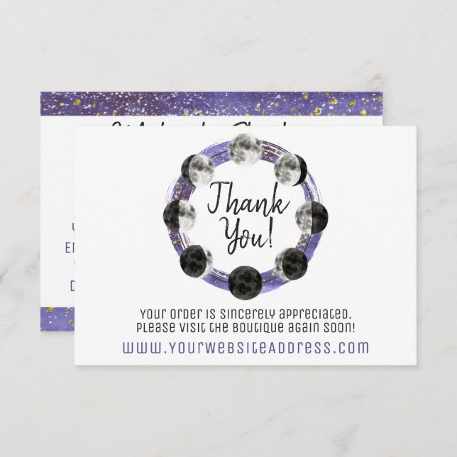 Convites Obrigado A Sua Placa De Ciclo De Lua Completa Com  (Frente/Verso)