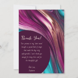 Convites Obrigado-Abstrato moderno - Turquesa Magenta Doura