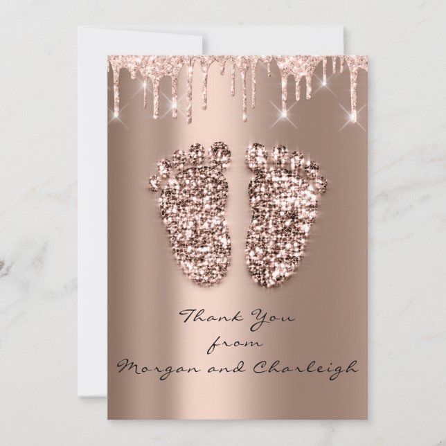 Convites Obrigado Ashley2 Chá de fraldas Pés Rosa Drives Me (Frente)