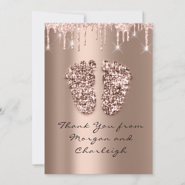 Convites Obrigado Ashley Chá de fraldas Rosa Drives Menino (Frente)