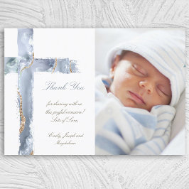 Convites Obrigado batismo, sua aquarela agita cruz azul